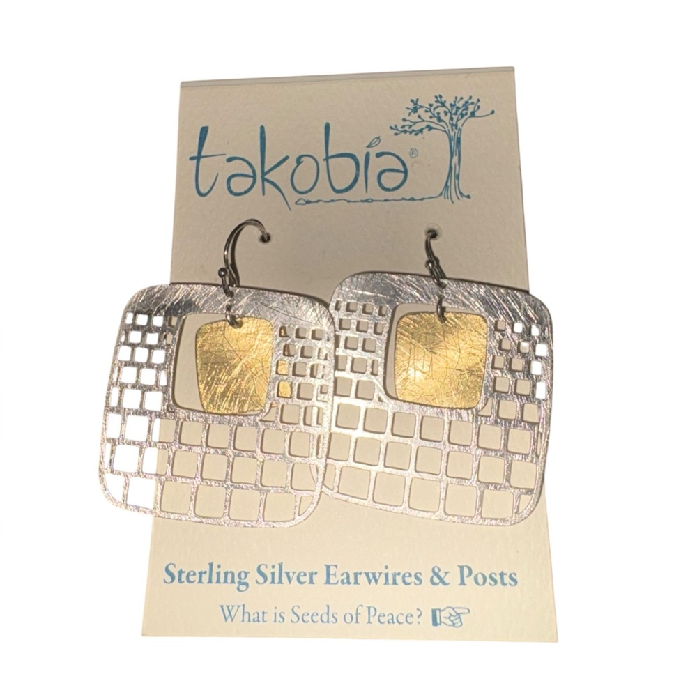 Takobia Two-Tone Sterling Earwire Geometric Earrings J42